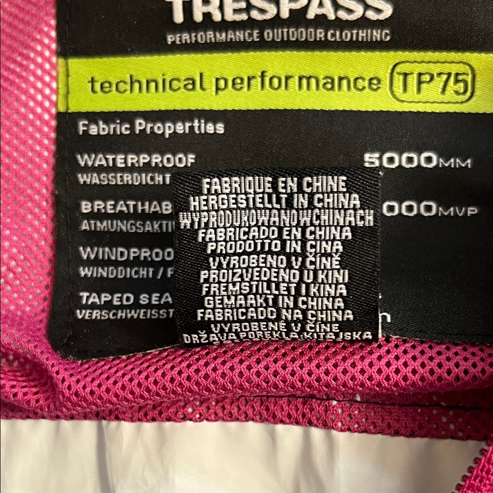 Trespass Technical Performance TP 75 Jacket Large Windproof Waterproof Patterned - Picture 9 of 15